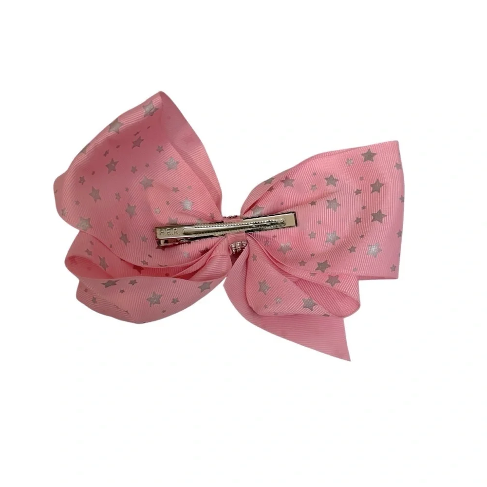 Girls JoJo Siwa Pink with Silver Stars Bow Hairclip